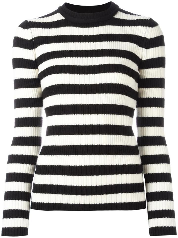 Bella Freud 'godard' Striped Jumper, Women's, Size: Medium, Black, Wool