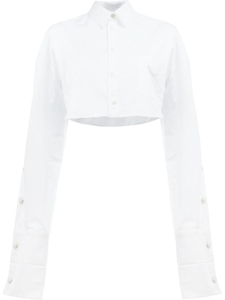 Y / Project Extended Sleeve Cropped Shirt, Women's, Size: 36, White, Cotton