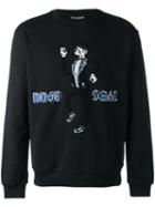 Dolce & Gabbana Musician Patch Sweatshirt, Men's, Size: 54, Black, Cotton/wool/acrylic/viscose