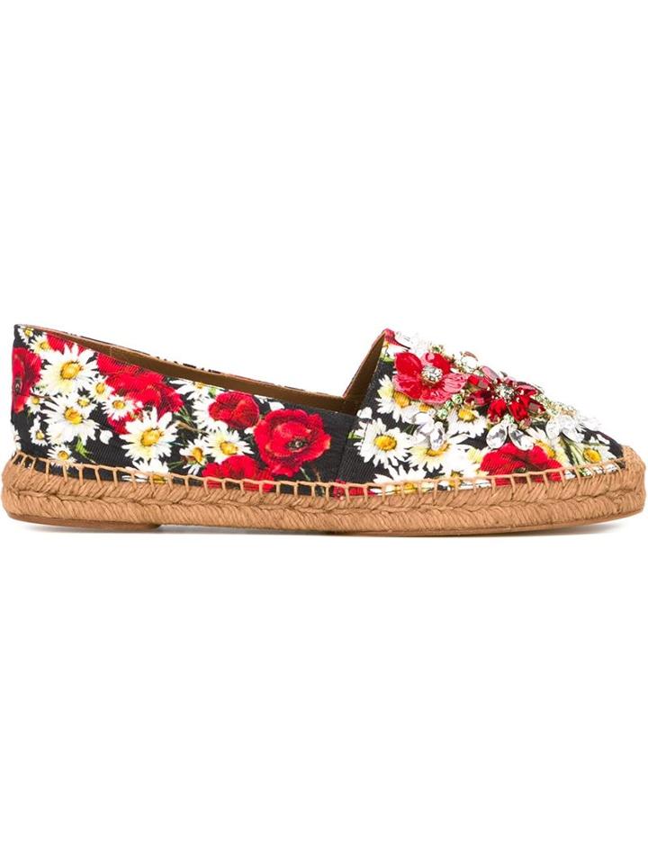 Dolce & Gabbana Embellished Printed Espadrilles
