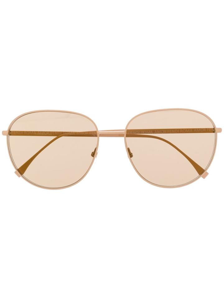 Fendi Eyewear Aviator Frame Sunglasses - Neutrals