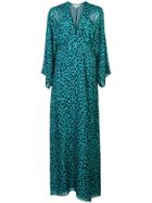 Michelle Mason Leopard Print Plunge Gown - Blue
