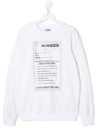 Moschino Kids Teen Label Print Sweatshirt - White