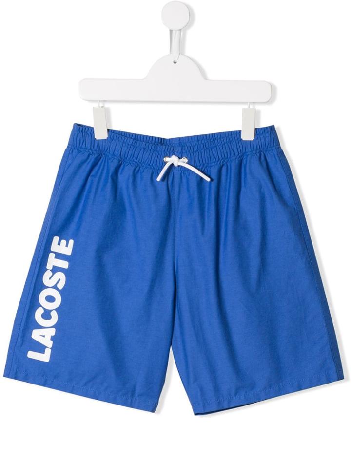 Lacoste Kids Contrast Logo Swim Shorts - Blue