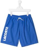 Lacoste Kids Contrast Logo Swim Shorts - Blue