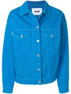 Msgm Brand Patch Denim Jacket - Blue