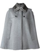 Burberry London Fur-collar Cape Coat