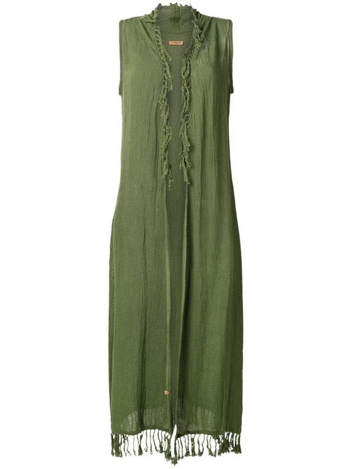 Caravana Sleeveless Open Long Vest - Green