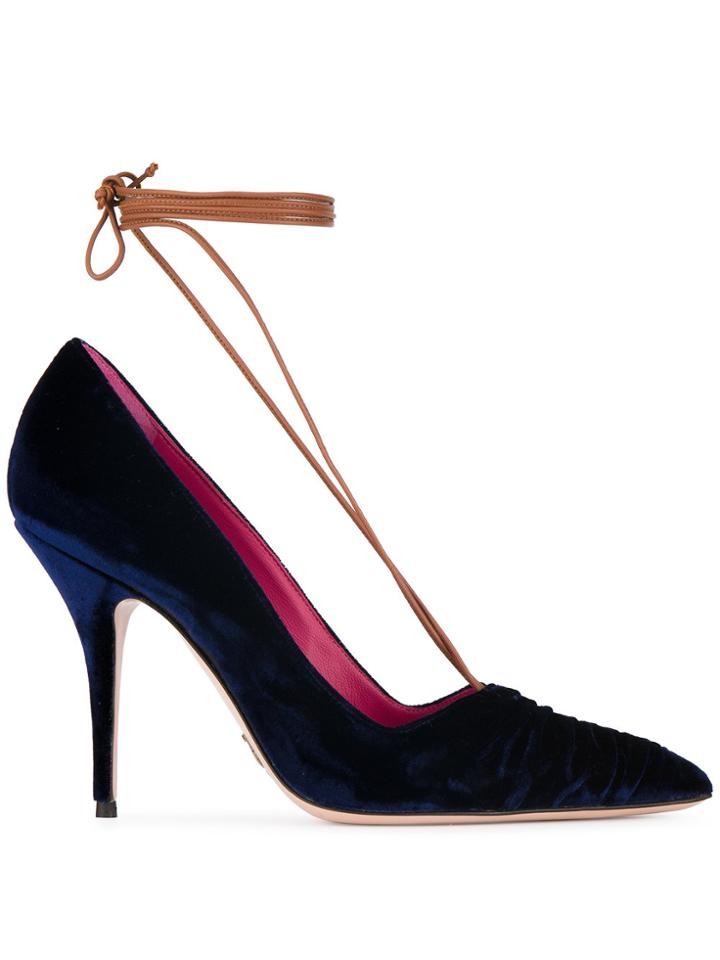 Oscar Tiye Blue Velvet Ilenia Lace Up 105 Pumps
