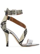 Paris Texas Snake Print Sandals - Neutrals