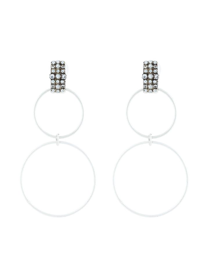 Dannijo Dido Double Hoop Swarovski Crystal Earrings - Metallic