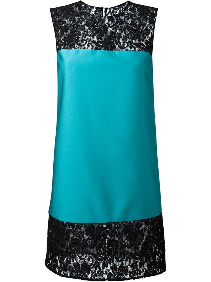 Fausto Puglisi Lace Panel Shift Dress, Women's, Size: 42, Blue, Polyamide/spandex/elastane/polyester/silk