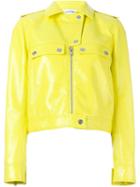 Courrèges Varnished Biker Jacket, Women's, Size: 40, Yellow/orange, Acetate/cupro/cotton/polyurethane