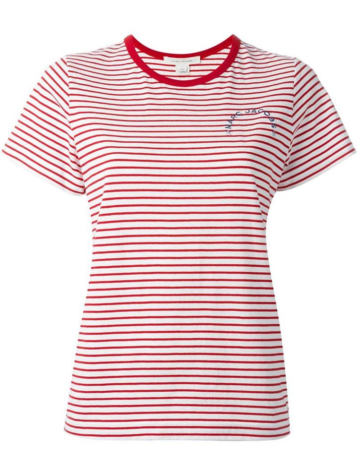 Marc Jacobs Skinny Stripe T-shirt, Women's, Size: M, Red, Cotton