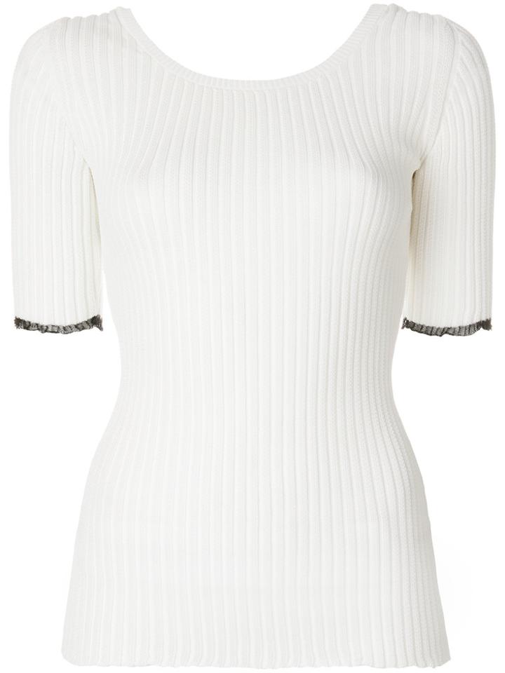 Proenza Schouler Ribbed Scoop Back Top - White