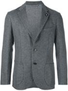 Lardini Stitching Panel Blazer, Men's, Size: 52, Grey, Cotton/cupro/viscose/virgin Wool