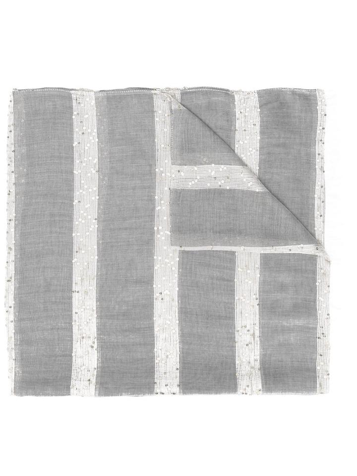 Eleventy - Glitter Striped Scarf - Women - Polyamide/polyester/modal/viscose - One Size, Women's, Grey, Polyamide/polyester/modal/viscose
