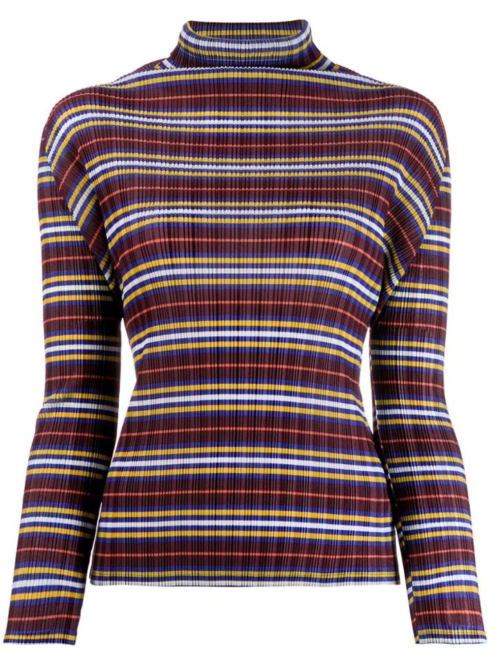 Pleats Please Issey Miyake Micro Pleat Striped Jumper - Purple