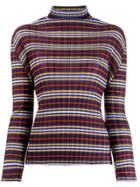 Pleats Please Issey Miyake Micro Pleat Striped Jumper - Purple