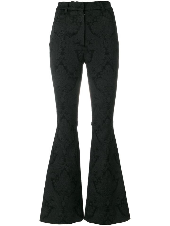 Dolce & Gabbana Floral Patch Flared Trousers - Black