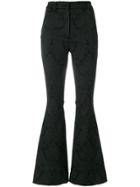 Dolce & Gabbana Floral Patch Flared Trousers - Black