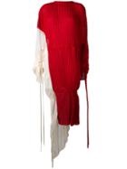 Marni - Plissé Rip-cord Asymmetric Dress - Women - Silk - 40, Red, Silk