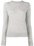 Vince Frayed Edge Crew Neck Jumper, Women's, Size: Large, Grey, Cashmere