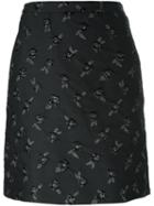 Lanvin Floral Embroidered Skirt, Women's, Size: 36, Black, Silk/polyester/polyamide
