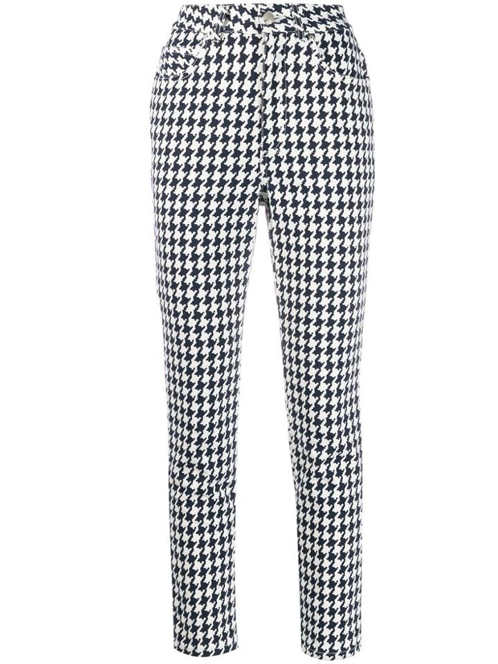 Alexander Mcqueen Houndstooth Print Jeans - White