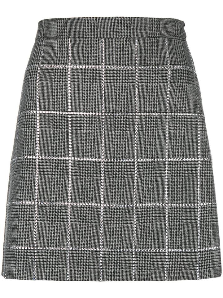 Miu Miu Embellished Plaid Mini Skirt - Grey