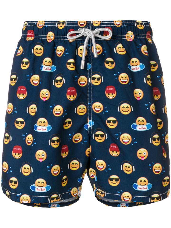 Mc2 Saint Barth Emoticon Print Swim Shorts - Blue