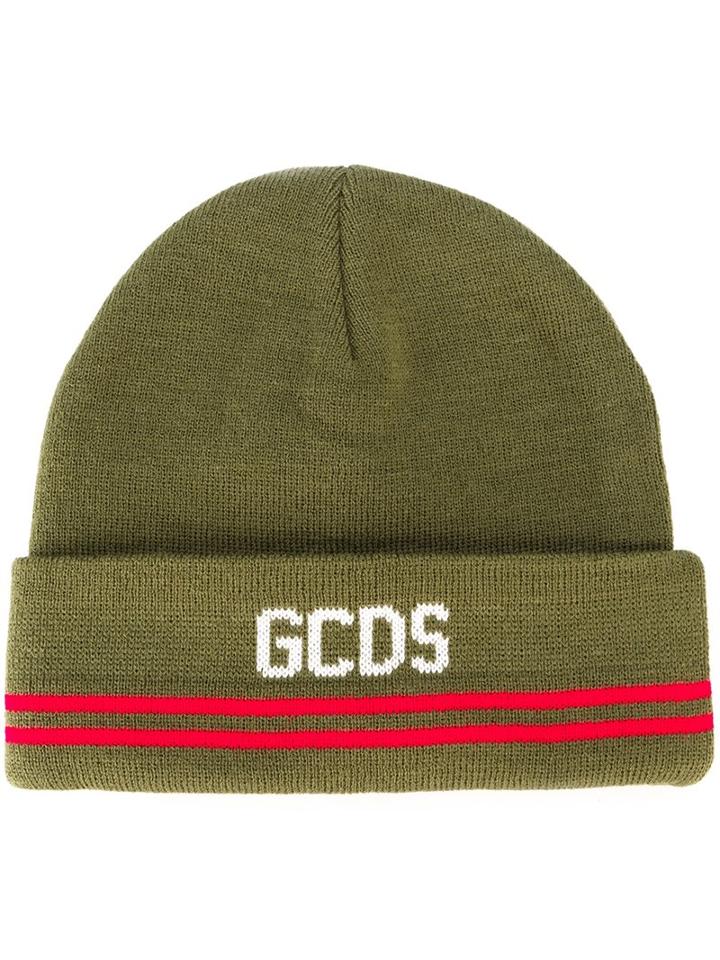 Gcds Logo Beanie Hat, Adult Unisex, Green, Polyester