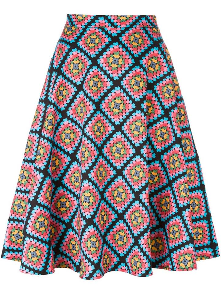 Ultràchic Printed Full Skirt, Women's, Size: 44, Cotton/spandex/elastane