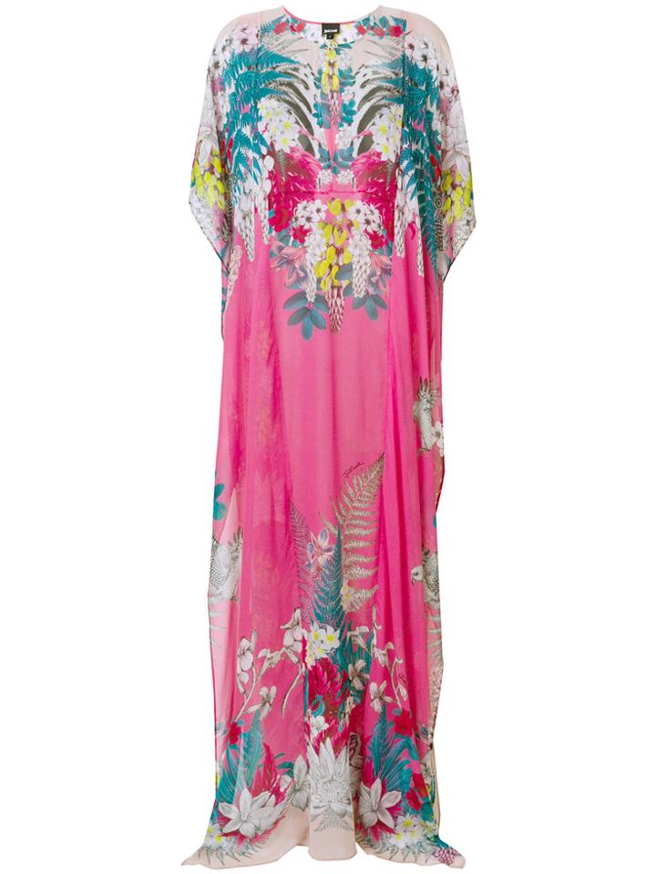 Just Cavalli Floral Bird Design Dress - Pink & Purple