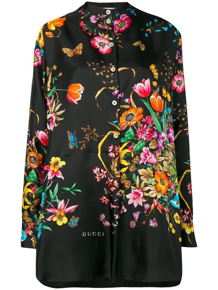 Gucci Flora Print Oversized Shirt - Black