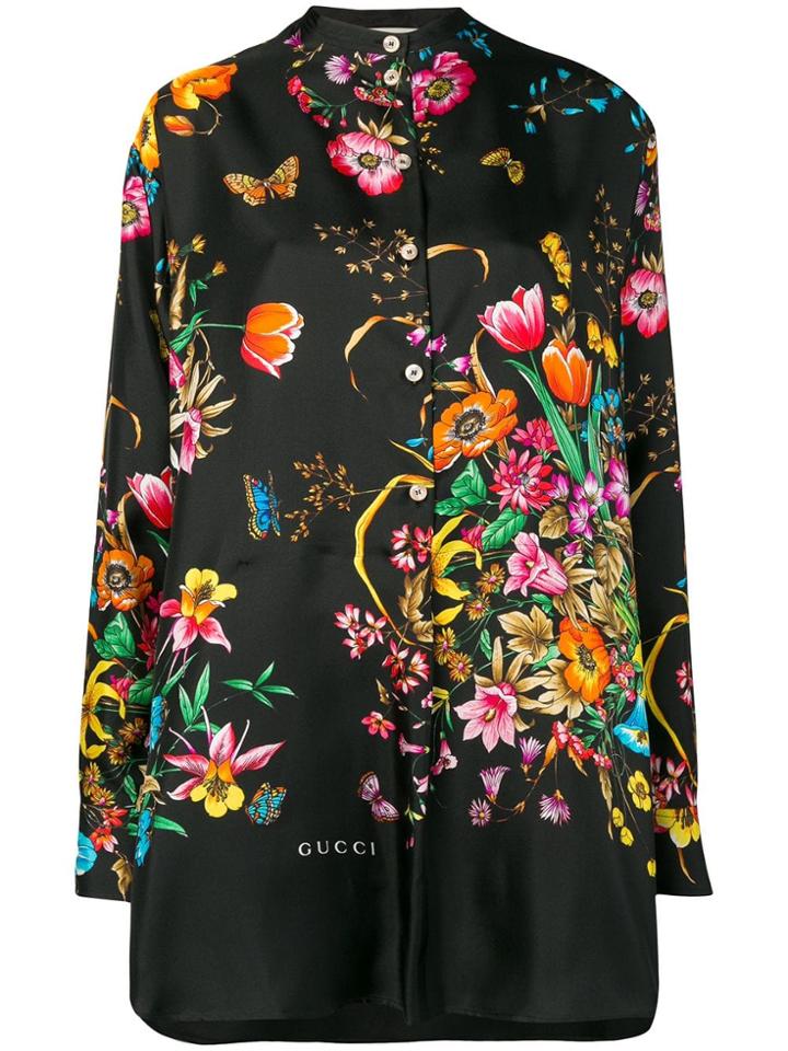 Gucci Flora Print Oversized Shirt - Black