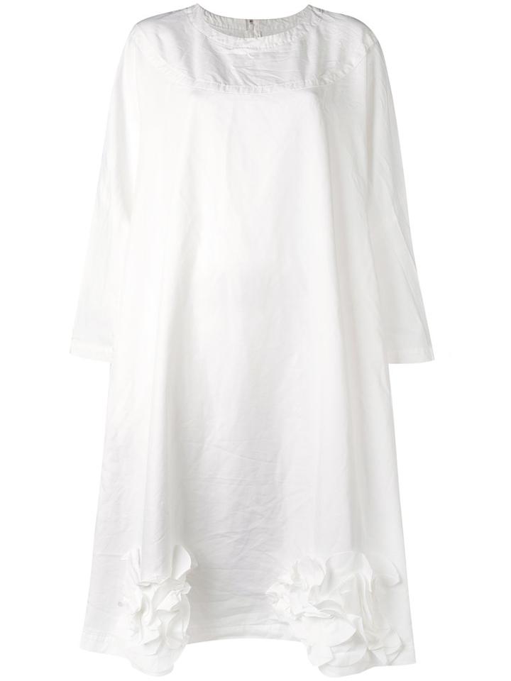 Comme Des Garçons Comme Des Garçons - Wide Flower-detail Dress - Women - Polyester - S, White, Polyester