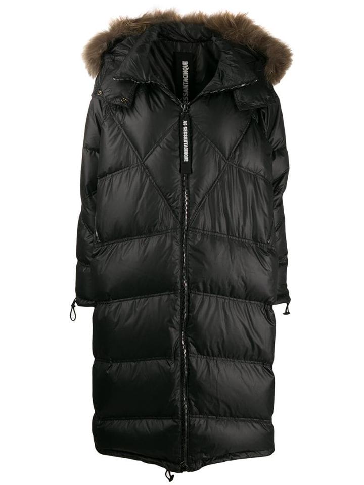 As65 Long Puffer Coat - Black