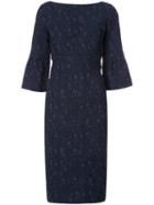 Lela Rose - Printed Fitted Dress - Women - Cotton/polyester/spandex/elastane - 12, Blue, Cotton/polyester/spandex/elastane