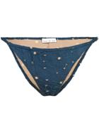 Fleur Du Mal String Cheeky Bikini Bottom - Blue