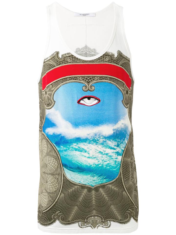 Givenchy Eye Print Tank Top, Men's, Size: Small, White, Spandex/elastane/viscose/polyester