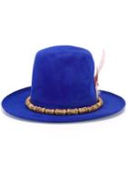 Nick Fouquet Feather Embellished Felt Hat, Women's, Size: 58, Blue, Wool Felt