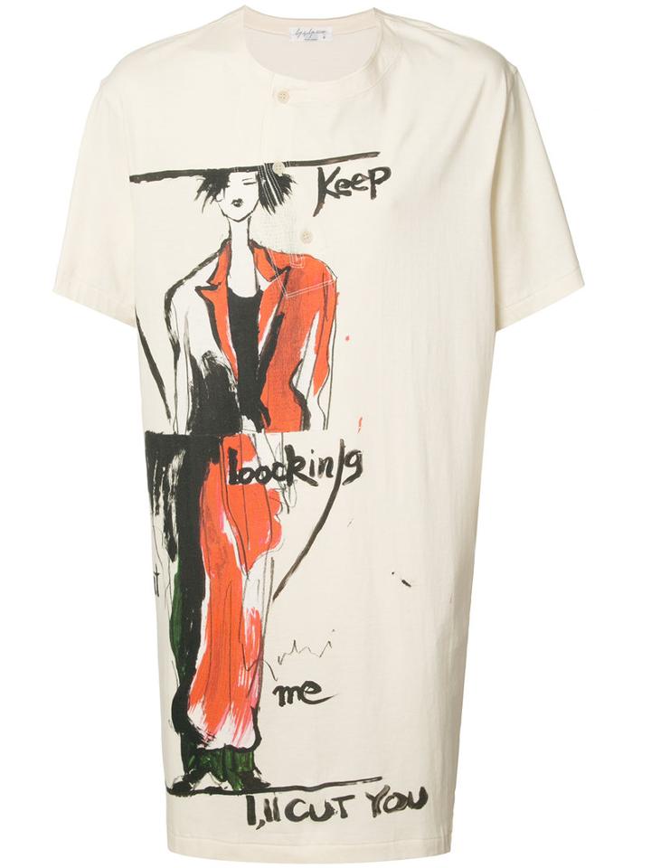 Yohji Yamamoto Henley T-shirt Dress, Men's, Size: 3, White, Cotton