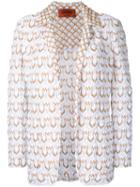 Missoni - Patterned Blazer - Women - Cotton/polyester/cupro - 46, White, Cotton/polyester/cupro