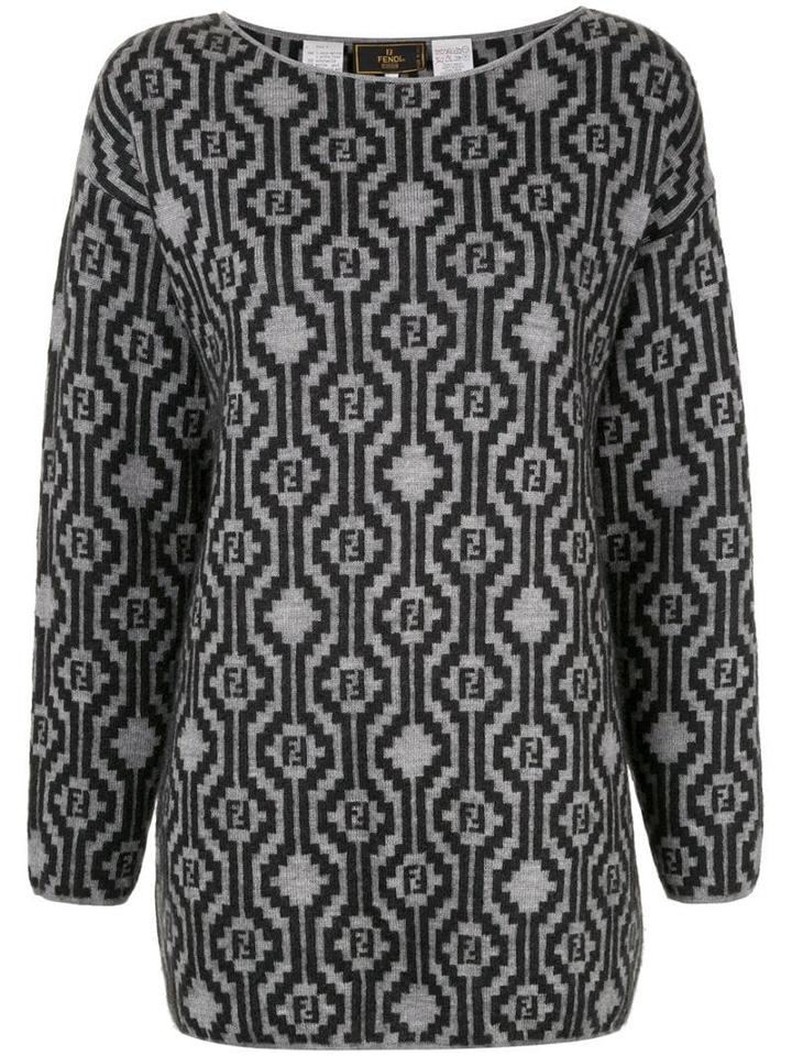 Fendi Pre-owned Patterned Knitted Jumper - Grey