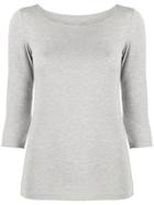Majestic Filatures Cropped Sleeves Jumper - Grey
