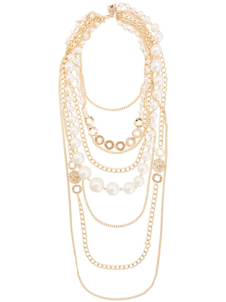 Edward Achour Paris Chain Pearl Necklace - Yellow & Orange