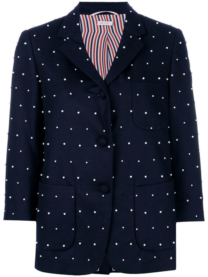 Thom Browne Embroidered Flannel Sack Jacket - Blue