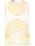 Prada Sleeveless Beaded Fringe Top - Nude & Neutrals