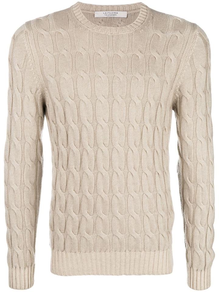 La Fileria For D'aniello Cable-knit Cashmere Jumper - Nude & Neutrals